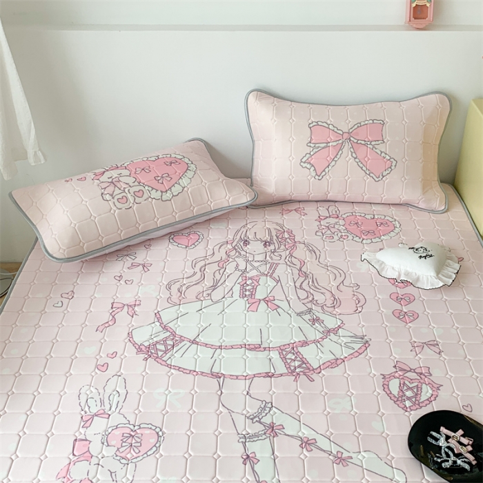 91家纺网 家纺一手货源 找家纺 昔可 2023新款方块绗缝乳胶凉席芭蕾风 美少女