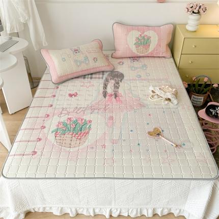 昔可 2023新款方块绗缝乳胶凉席芭蕾风 手帐芭蕾女孩