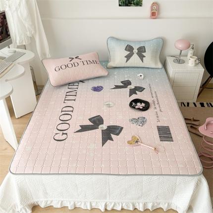 昔可 2023新款方块绗缝乳胶凉席芭蕾风 钻石珍珠黑蝴蝶结