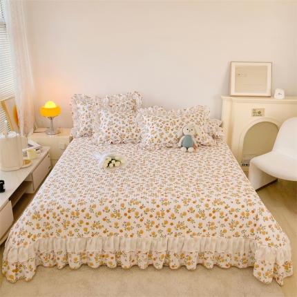 宜凡 2023新款全棉双层花边床盖三件套系列 温馨花园