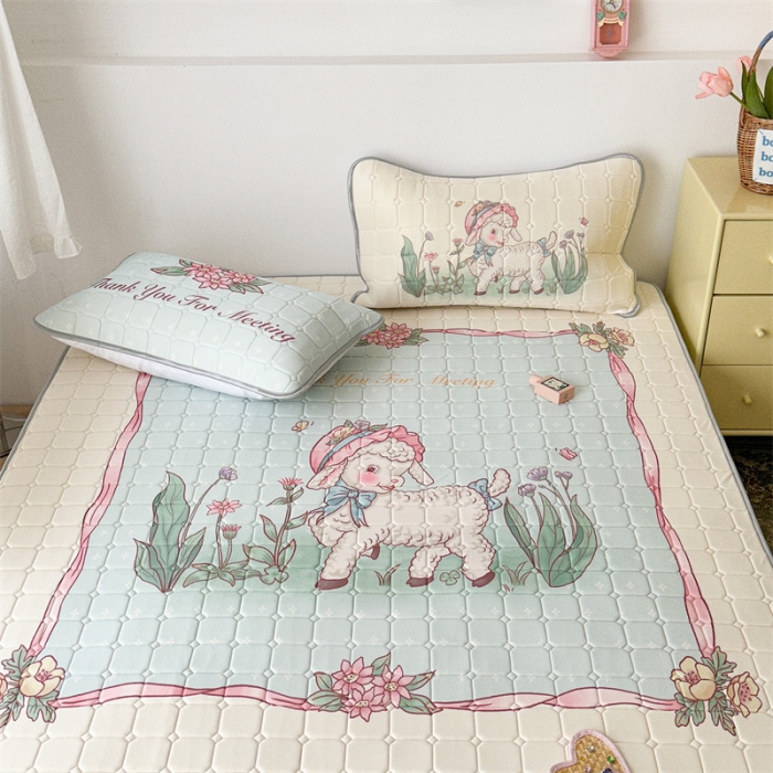 91家纺网 家纺一手货源 找家纺 （总）昔可 2023新款方块绗缝乳胶凉席复古风