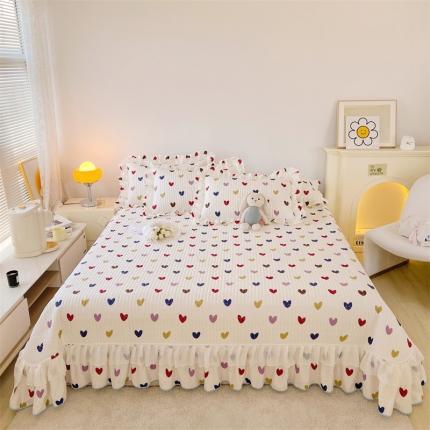 宜凡 2023新款全棉双层花边床盖三件套系列 心动时刻