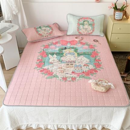 昔可 2023新款方块绗缝乳胶凉席复古风 复古爱丽丝下午茶