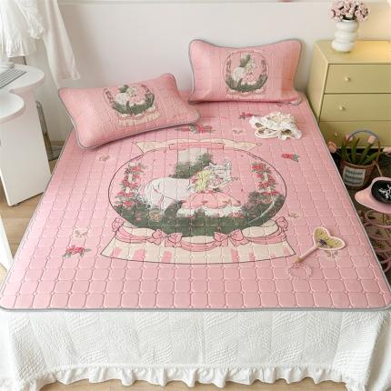 昔可 2023新款方块绗缝乳胶凉席复古风 公主骑士