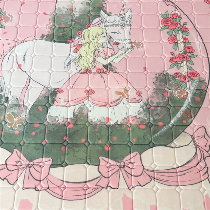 91家纺网 家纺一手货源 找家纺 昔可 2023新款方块绗缝乳胶凉席复古风 公主骑士