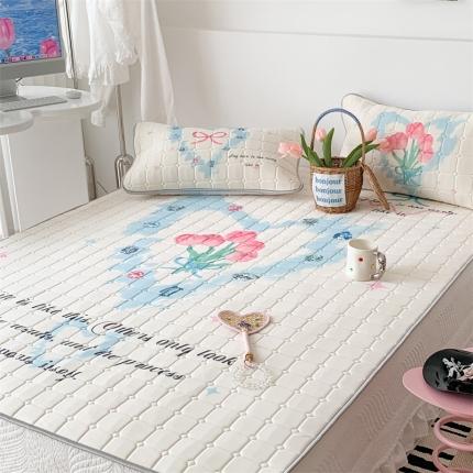 91家纺网 家纺一手货源 找家纺 昔可 2023新款方块绗缝乳胶凉席花花系列 钻石郁金香