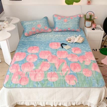 （总）昔可 2023新款方块绗缝乳胶凉席花花系列