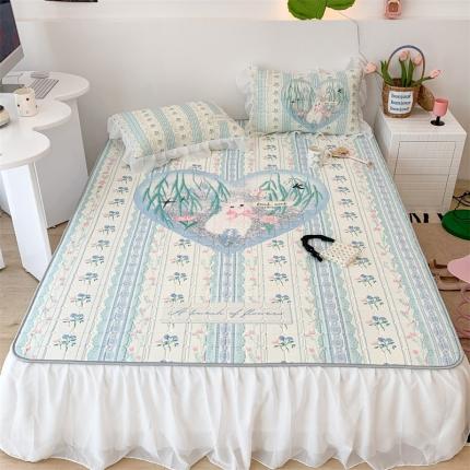 昔可 2023新款单层雪纺床裙花边款 爱心花花猫