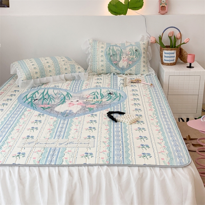 91家纺网 家纺一手货源 找家纺 昔可 2023新款单层雪纺床裙花边款 爱心花花猫