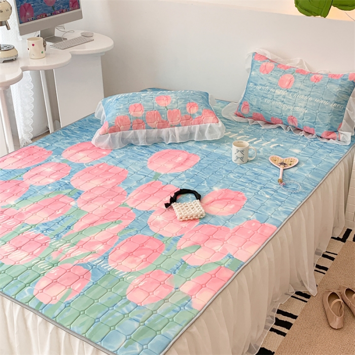 91家纺网 家纺一手货源 找家纺 昔可 2023新款单层雪纺床裙花边款 湖边郁金香