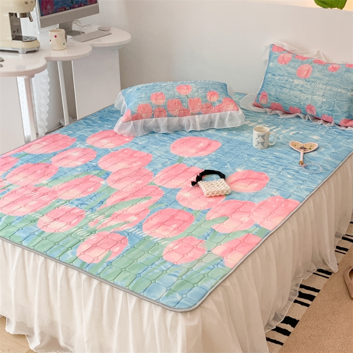 91家纺网 家纺一手货源 找家纺 昔可 2023新款单层雪纺床裙花边款 湖边郁金香