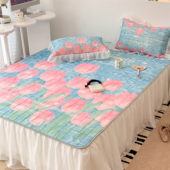 91家纺网 家纺一手货源 找家纺 昔可 2023新款单层雪纺床裙花边款 湖边郁金香