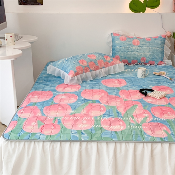 91家纺网 家纺一手货源 找家纺 昔可 2023新款单层雪纺床裙花边款 湖边郁金香