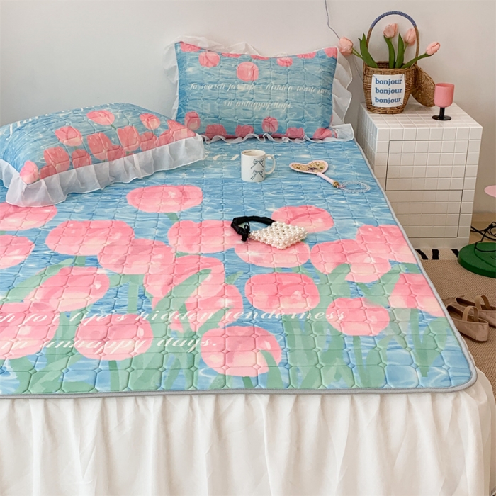 91家纺网 家纺一手货源 找家纺 昔可 2023新款单层雪纺床裙花边款 湖边郁金香