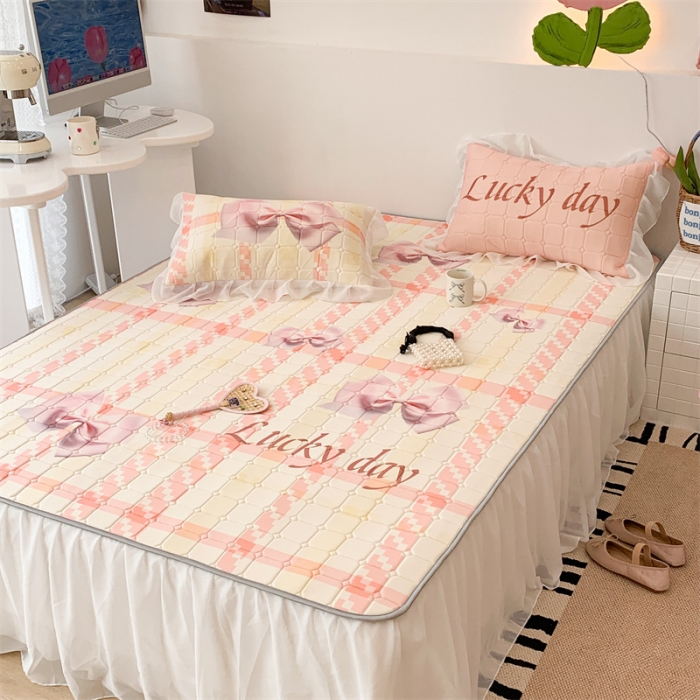 91家纺网 家纺一手货源 找家纺 昔可 2023新款单层雪纺床裙花边款 幸运蝴蝶结