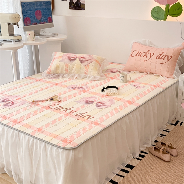 91家纺网 家纺一手货源 找家纺 昔可 2023新款单层雪纺床裙花边款 幸运蝴蝶结