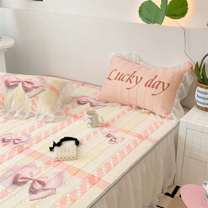 91家纺网 家纺一手货源 找家纺 昔可 2023新款单层雪纺床裙花边款 幸运蝴蝶结