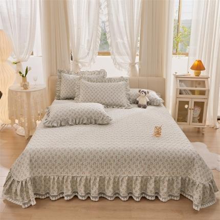 宜凡 2023新款全棉韩版蕾丝花边床盖三件套系列 昏晓