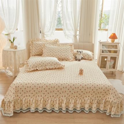 宜凡 2023新款全棉韩版蕾丝花边床盖三件套系列 薇薇安