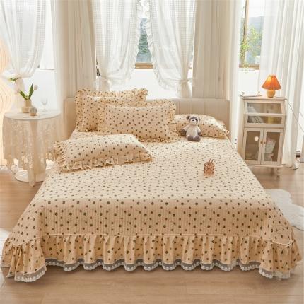 宜凡 2023新款全棉韩版蕾丝花边床盖三件套系列 小蜜蜂