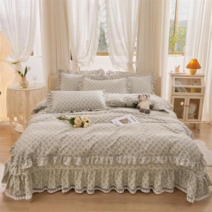 91家纺网 家纺一手货源 找家纺 宜凡 2023新款全棉韩版蕾丝花边床盖四件套系列 昏晓
