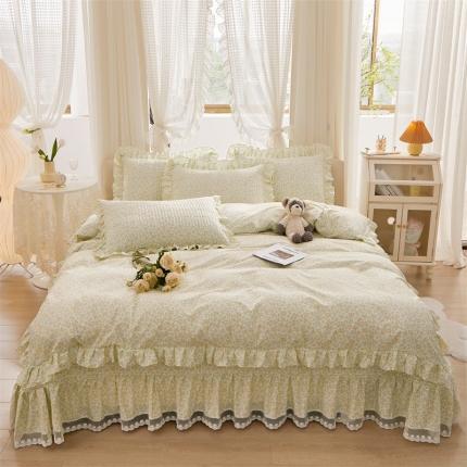 91家纺网 家纺一手货源 找家纺 宜凡 2023新款全棉韩版蕾丝花边床盖四件套系列 清音