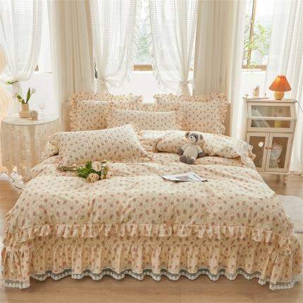 91家纺网 家纺一手货源 找家纺 宜凡 2023新款全棉韩版蕾丝花边床盖四件套系列 薇薇安
