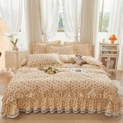 91家纺网 家纺一手货源 找家纺 宜凡 2023新款全棉韩版蕾丝花边床盖四件套系列 小蜜蜂