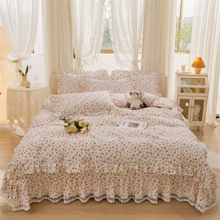 91家纺网 家纺一手货源 找家纺 （总）宜凡 2023新款全棉韩版蕾丝花边床盖四件套系列
