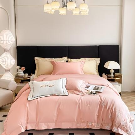 91家纺网 家纺一手货源 找家纺 星蕴 2023新款米兰全棉刺绣纯棉四件套