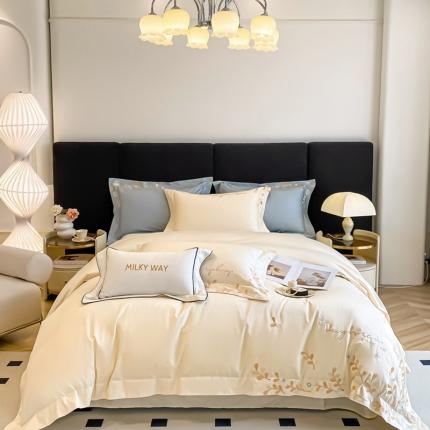 91家纺网 家纺一手货源 找家纺 星蕴 2023新款米兰全棉刺绣纯棉四件套