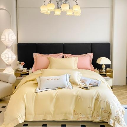 91家纺网 家纺一手货源 找家纺 星蕴 2023新款米兰全棉刺绣纯棉四件套