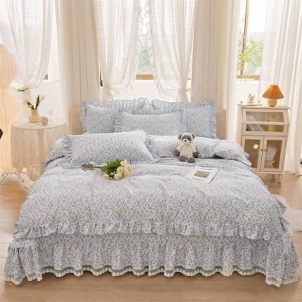 宜凡 2023新款全棉韩版蕾丝花边床盖四件套系列 花集