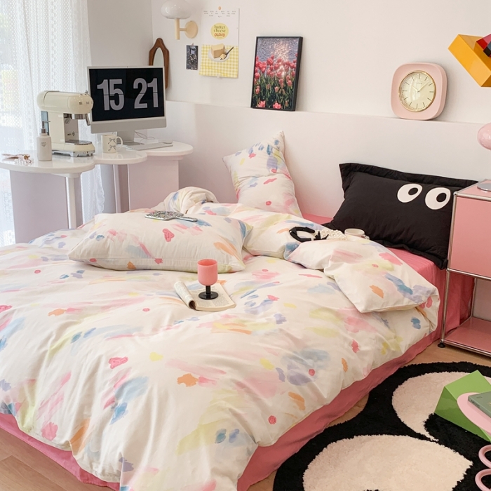 91家纺网 家纺一手货源 找家纺 昔可 2023新款全棉四件套 彩色画盘