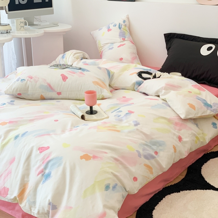 91家纺网 家纺一手货源 找家纺 昔可 2023新款全棉四件套 彩色画盘