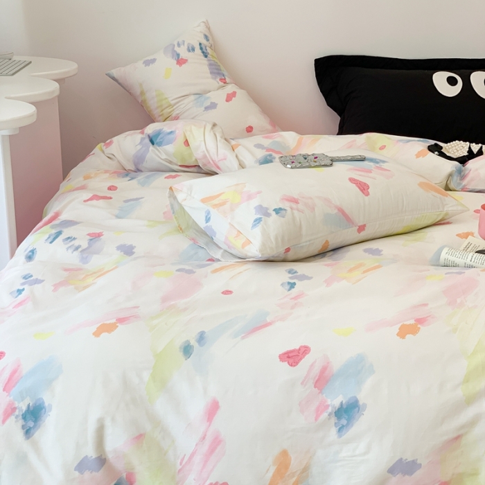 91家纺网 家纺一手货源 找家纺 昔可 2023新款全棉四件套 彩色画盘