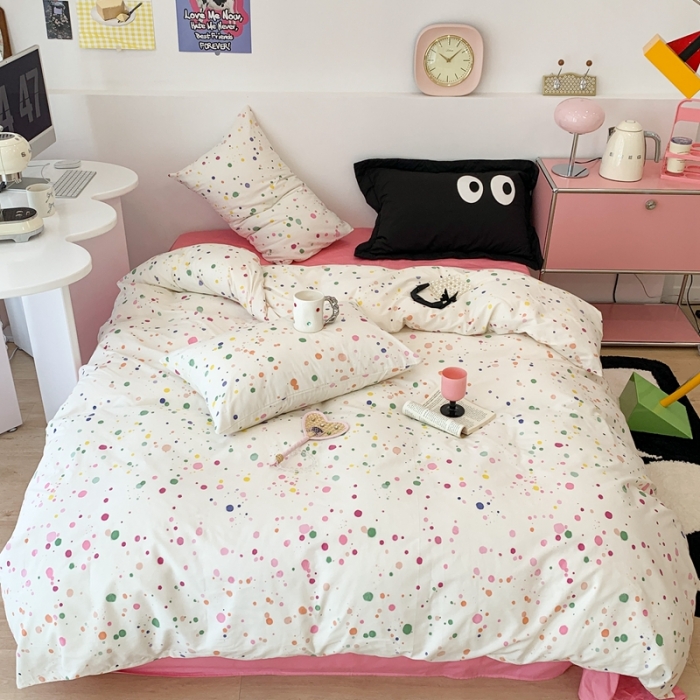 91家纺网 家纺一手货源 找家纺 昔可 2023新款全棉四件套 彩色泼墨