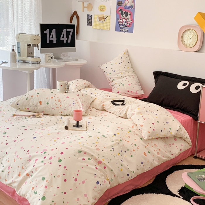 91家纺网 家纺一手货源 找家纺 昔可 2023新款全棉四件套 彩色泼墨