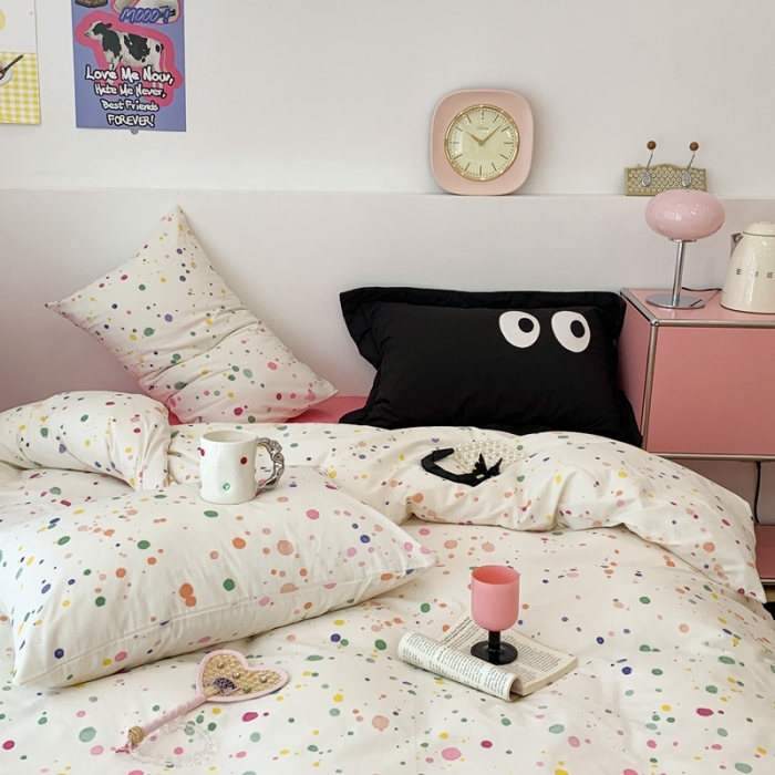 91家纺网 家纺一手货源 找家纺 昔可 2023新款全棉四件套 彩色泼墨