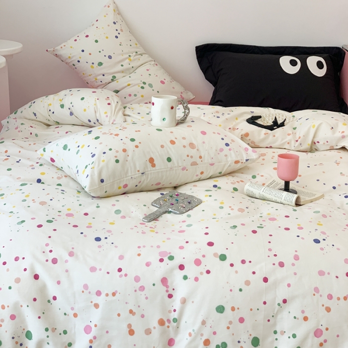 91家纺网 家纺一手货源 找家纺 昔可 2023新款全棉四件套 彩色泼墨