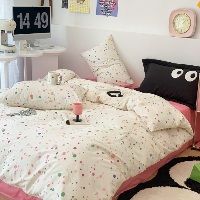 91家纺网 家纺一手货源 找家纺 昔可 2023新款全棉四件套 彩色泼墨