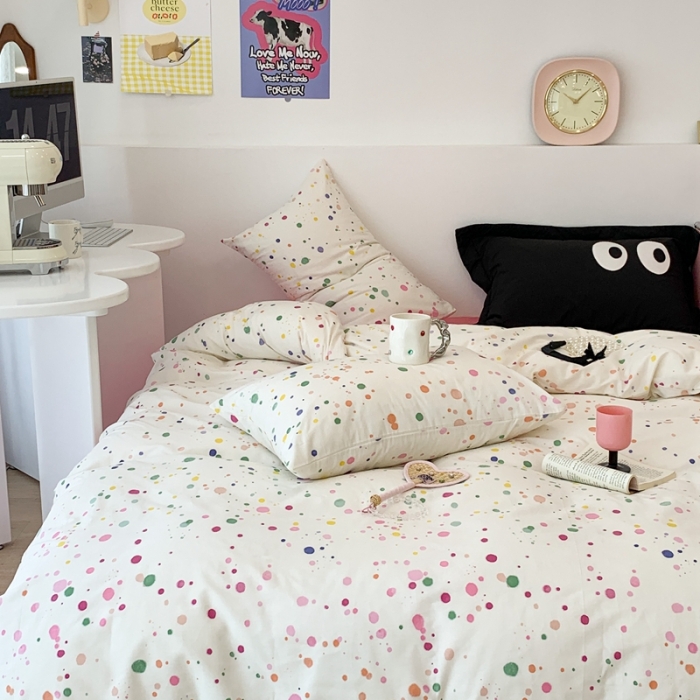 91家纺网 家纺一手货源 找家纺 昔可 2023新款全棉四件套 彩色泼墨