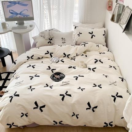 昔可 2023新款全棉四件套 珍珠蝴蝶结