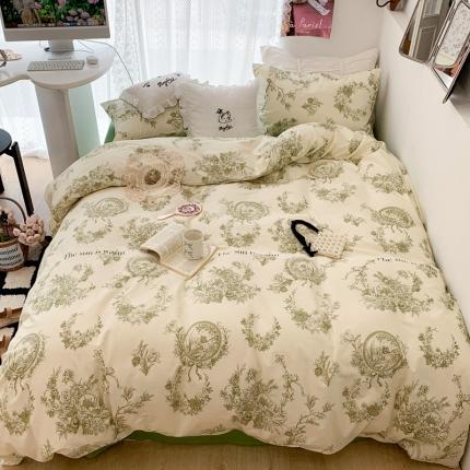 91家纺网 家纺一手货源 找家纺 昔可 2023新款全棉四件套 复古法式花园