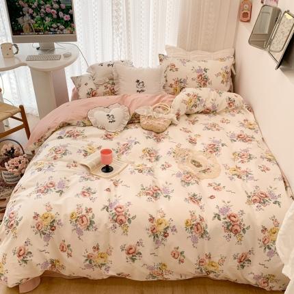 昔可 2023新款全棉四件套 春日蔷薇庄园