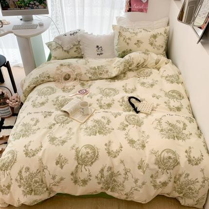 昔可 2023新款全棉四件套 复古法式花园