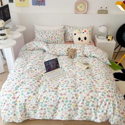 91家纺网 家纺一手货源 找家纺 昔可 2023新款全棉四件套 萌萌兔熊