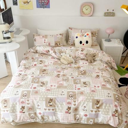 91家纺网 家纺一手货源 找家纺 昔可 2023新款全棉四件套 小熊面包师