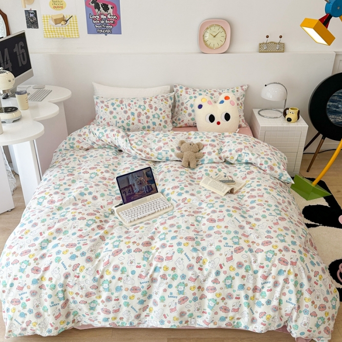 91家纺网 家纺一手货源 找家纺 昔可 2023新款全棉四件套 萌萌兔熊