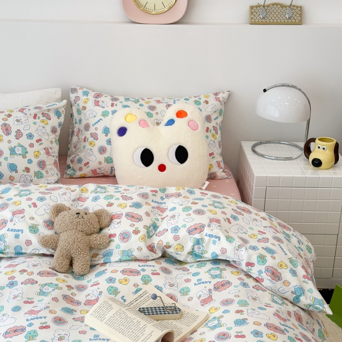 91家纺网 家纺一手货源 找家纺 昔可 2023新款全棉四件套 萌萌兔熊